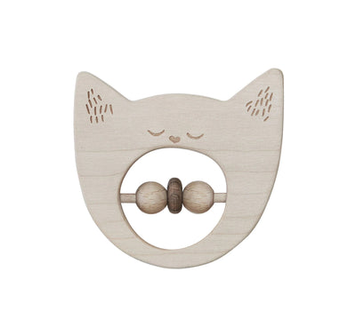 Wooden Rattle - Cat